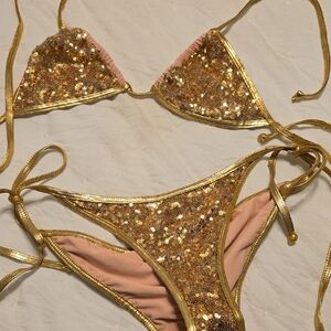 Dollhouse Gold Sequin Bikini Set